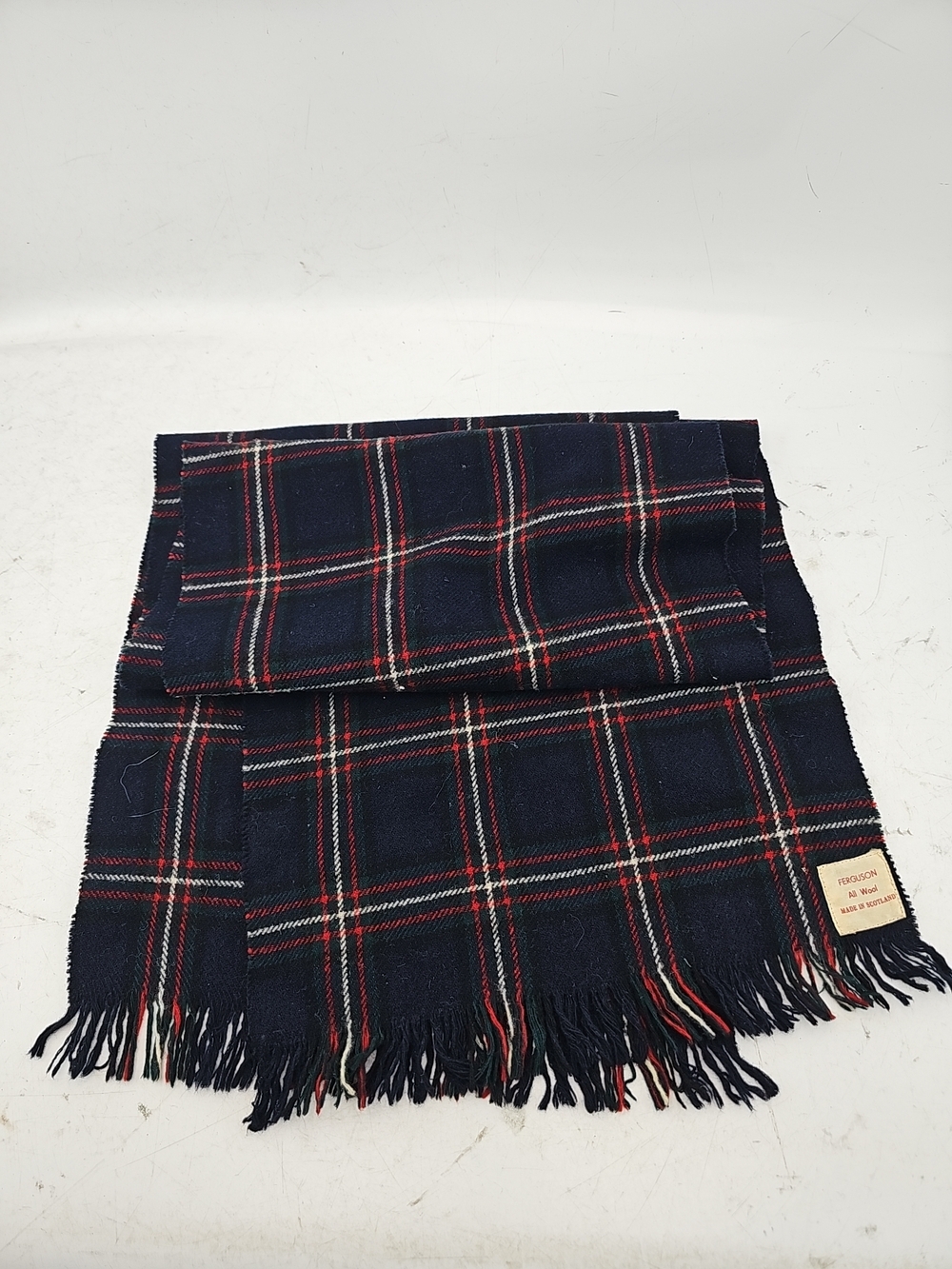 Ferguson Navy Plaid 100% Wool Scarf